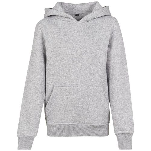 Build Your Brand Kids Basic Hoodie Heather Grey